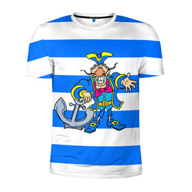Мужская футболка 3D спортивная с принтом Капитан Баклан , 100% полиэстер с улучшенными характеристиками | приталенный силуэт, круглая горловина, широкие плечи, сужается к линии бедра | Тематика изображения на принте: anchor | captain | pirate | sailor | treasure island | капитан | моряк | остров сокровищ | пират | якорь