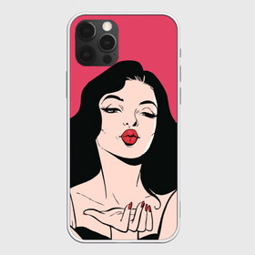 Чехол для iPhone 12 Pro Max с принтом Воздушный поцелуй , Силикон |  | брюнетка | о.м.с.к. | поп арт | поцелуй