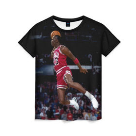 Женская футболка 3D с принтом Michael Jordan , 100% полиэфир ( синтетическое хлопкоподобное полотно) | прямой крой, круглый вырез горловины, длина до линии бедер | michael jordan | баскетбол | майкл джордан | нба