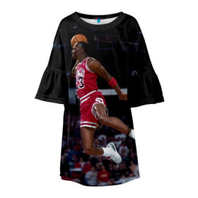 Детское платье 3D с принтом Michael Jordan , 100% полиэстер | прямой силуэт, чуть расширенный к низу. Круглая горловина, на рукавах — воланы | michael jordan | баскетбол | майкл джордан | нба
