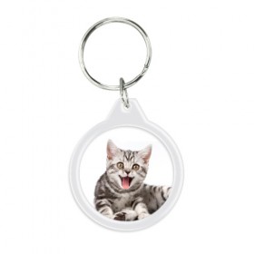 Брелок круглый с принтом Милашка , пластик и полированная сталь | круглая форма, металлическое крепление в виде кольца | Тематика изображения на принте: кот | котенок | кошка