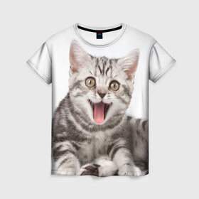 Женская футболка 3D с принтом Милашка , 100% полиэфир ( синтетическое хлопкоподобное полотно) | прямой крой, круглый вырез горловины, длина до линии бедер | кот | котенок | кошка