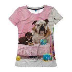 Женская футболка 3D с принтом Bulldog 23 , 100% полиэфир ( синтетическое хлопкоподобное полотно) | прямой крой, круглый вырез горловины, длина до линии бедер | bulldog blogger | tecuaniventura | блоггер | бульдог | бульдог блоггер | животные | карамелька | собаки