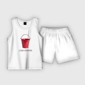 Детская пижама с шортами хлопок с принтом LOUS VEDRON ,  |  | louis vuetton | lous vedron | антибренд | бренд | луи витон | пародии