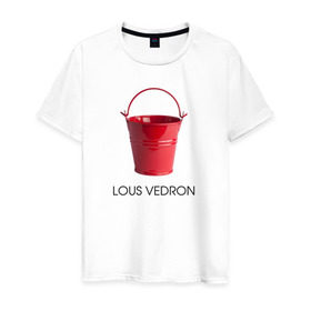 Мужская футболка хлопок с принтом LOUS VEDRON , 100% хлопок | прямой крой, круглый вырез горловины, длина до линии бедер, слегка спущенное плечо. | Тематика изображения на принте: louis vuetton | lous vedron | антибренд | бренд | луи витон | пародии