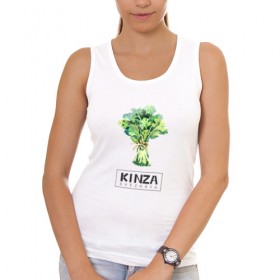 Женская майка хлопок с принтом KINZA , 95% хлопок, 5% эластан |  | kenzo | kinza | антибренд | бренд | кензо | кинза | пародии