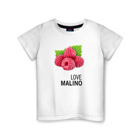 Детская футболка хлопок с принтом LOVE MALINO , 100% хлопок | круглый вырез горловины, полуприлегающий силуэт, длина до линии бедер | Тематика изображения на принте: love moschino | антибренд | бренд | лав малино | лав москино | малино | пародии