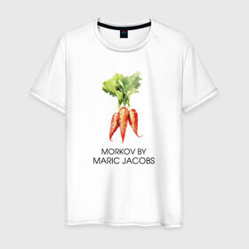 Мужская футболка хлопок с принтом MORKOV BY MARIC JACOBS , 100% хлопок | прямой крой, круглый вырез горловины, длина до линии бедер, слегка спущенное плечо. | jacobs mark | morkov | антибренд | бренд | пародии