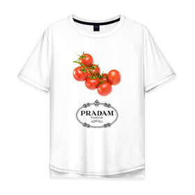 Мужская футболка хлопок Oversize с принтом PRADAM , 100% хлопок | свободный крой, круглый ворот, “спинка” длиннее передней части | prada | pradam | антибренд | бренд | пародии | прада | прадам
