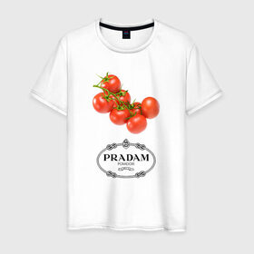 Мужская футболка хлопок с принтом PRADAM , 100% хлопок | прямой крой, круглый вырез горловины, длина до линии бедер, слегка спущенное плечо. | prada | pradam | антибренд | бренд | пародии | прада | прадам