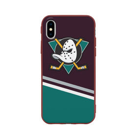 Чехол для Apple iPhone X силиконовый матовый с принтом Anaheim Ducks , Силикон | Печать на задней стороне чехла, без боковой панели | хоккей