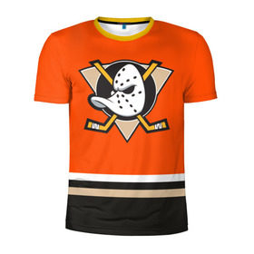 Мужская футболка 3D спортивная с принтом Anaheim Ducks , 100% полиэстер с улучшенными характеристиками | приталенный силуэт, круглая горловина, широкие плечи, сужается к линии бедра | Тематика изображения на принте: хоккей