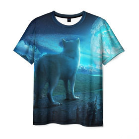 Мужская футболка 3D с принтом Blue Moon , 100% полиэфир | прямой крой, круглый вырез горловины, длина до линии бедер | пейзаж | фантастический