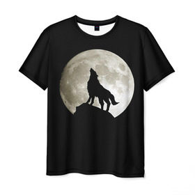 Мужская футболка 3D с принтом Moon , 100% полиэфир | прямой крой, круглый вырез горловины, длина до линии бедер | зверь | луна