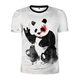 Мужская футболка 3D спортивная с принтом Рок-панда , 100% полиэстер с улучшенными характеристиками | приталенный силуэт, круглая горловина, широкие плечи, сужается к линии бедра | Тематика изображения на принте: rock | коза | метал | панда | рок