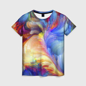 Женская футболка 3D с принтом Краски , 100% полиэфир ( синтетическое хлопкоподобное полотно) | прямой крой, круглый вырез горловины, длина до линии бедер | абстракция | краски | узор | цвет