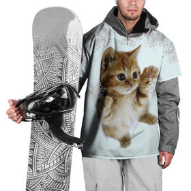 Накидка на куртку 3D с принтом Котенок и снежинки , 100% полиэстер |  | 2017 | котенок | милые создания | милый котенок | новый год | подарок на новый год | снежинки