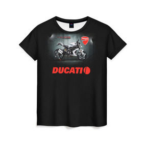 Женская футболка 3D с принтом Ducati 4 , 100% полиэфир ( синтетическое хлопкоподобное полотно) | прямой крой, круглый вырез горловины, длина до линии бедер | ducati | moto | дукати | мото | мотоцикл | мотоциклы