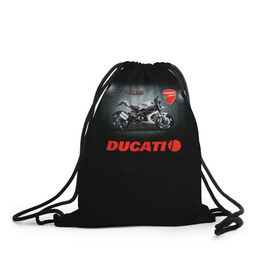 Рюкзак-мешок 3D с принтом Ducati 4 , 100% полиэстер | плотность ткани — 200 г/м2, размер — 35 х 45 см; лямки — толстые шнурки, застежка на шнуровке, без карманов и подкладки | Тематика изображения на принте: ducati | moto | дукати | мото | мотоцикл | мотоциклы