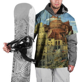 Накидка на куртку 3D с принтом Вавилонская башня , 100% полиэстер |  | вавилонская башня