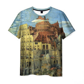 Мужская футболка 3D с принтом Вавилонская башня , 100% полиэфир | прямой крой, круглый вырез горловины, длина до линии бедер | вавилонская башня