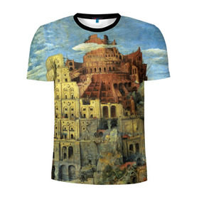 Мужская футболка 3D спортивная с принтом Вавилонская башня , 100% полиэстер с улучшенными характеристиками | приталенный силуэт, круглая горловина, широкие плечи, сужается к линии бедра | вавилонская башня