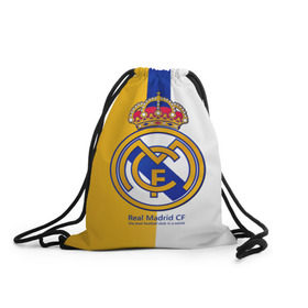 Рюкзак-мешок 3D с принтом Real Madrid CF , 100% полиэстер | плотность ткани — 200 г/м2, размер — 35 х 45 см; лямки — толстые шнурки, застежка на шнуровке, без карманов и подкладки | Тематика изображения на принте: football | испания | клуб | мадрид | реал | фк | футбольный