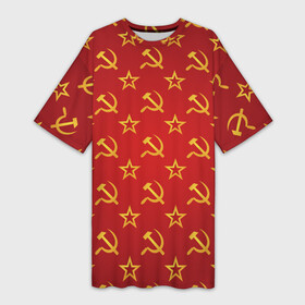 Платье-футболка 3D с принтом СССР ,  |  | ussr | герб | звезда | молот | серп | советский | союз