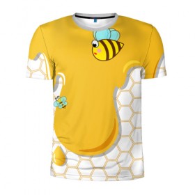 Мужская футболка 3D спортивная с принтом Пчелки , 100% полиэстер с улучшенными характеристиками | приталенный силуэт, круглая горловина, широкие плечи, сужается к линии бедра | 