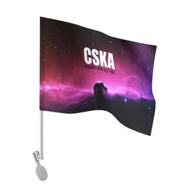 Флаг для автомобиля с принтом CSKA space , 100% полиэстер | Размер: 30*21 см | cska | конь | космос | красно синие | на макете изображена космическая туманность в виде коня   символа пфк цска.цска | премьер лига | футбол | чемпион