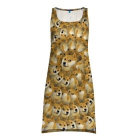 Платье-майка 3D с принтом Фрактал из Doge , 100% полиэстер | полуприлегающий силуэт, широкие бретели, круглый вырез горловины, удлиненный подол сзади. | мем | собака | хаски