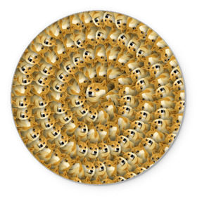 Коврик круглый с принтом Фрактал из Doge , резина и полиэстер | круглая форма, изображение наносится на всю лицевую часть | мем | собака | хаски