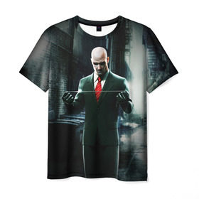 Мужская футболка 3D с принтом Hitman , 100% полиэфир | прямой крой, круглый вырез горловины, длина до линии бедер | agent | hitman | агент 47 | хитмэн