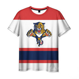 Мужская футболка 3D с принтом Florida Panthers white , 100% полиэфир | прямой крой, круглый вырез горловины, длина до линии бедер | Тематика изображения на принте: florida panthers | hockey | nhl | нхл | хоккей
