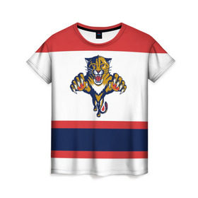 Женская футболка 3D с принтом Florida Panthers white , 100% полиэфир ( синтетическое хлопкоподобное полотно) | прямой крой, круглый вырез горловины, длина до линии бедер | florida panthers | hockey | nhl | нхл | хоккей