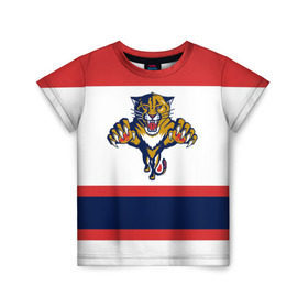 Детская футболка 3D с принтом Florida Panthers white , 100% гипоаллергенный полиэфир | прямой крой, круглый вырез горловины, длина до линии бедер, чуть спущенное плечо, ткань немного тянется | florida panthers | hockey | nhl | нхл | хоккей