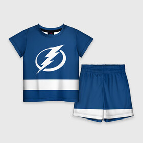 Детский костюм с шортами 3D с принтом Tampa Bay Lightning ,  |  | Тематика изображения на принте: hockey | nhl | tampa bay lightning | нхл | хоккей