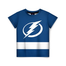 Детская футболка 3D с принтом Tampa Bay Lightning , 100% гипоаллергенный полиэфир | прямой крой, круглый вырез горловины, длина до линии бедер, чуть спущенное плечо, ткань немного тянется | hockey | nhl | tampa bay lightning | нхл | хоккей