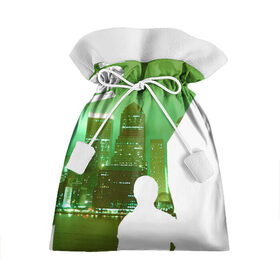 Подарочный 3D мешок с принтом зеленый фонарь город , 100% полиэстер | Размер: 29*39 см | вода | город | залив | здания | зеленый | огни | розовый | супергерой | фиолетовый | фонарь