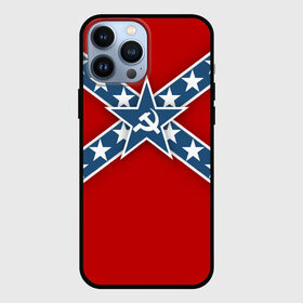 Чехол для iPhone 13 Pro Max с принтом Флаг советской конфедерации ,  |  | Тематика изображения на принте: rebel | молот | революция | серп | ссср