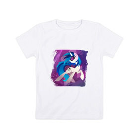 Детская футболка хлопок с принтом My littlle pony Vinyl Scratch , 100% хлопок | круглый вырез горловины, полуприлегающий силуэт, длина до линии бедер | Тематика изображения на принте: 