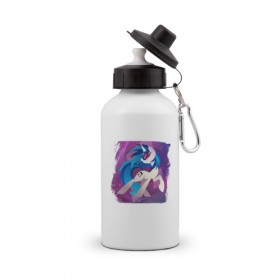 Бутылка спортивная с принтом My littlle pony Vinyl Scratch , металл | емкость — 500 мл, в комплекте две пластиковые крышки и карабин для крепления | Тематика изображения на принте: 