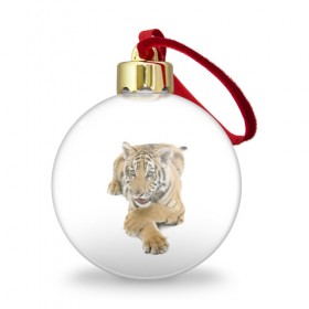Ёлочный шар с принтом Ласковый тигренок , Пластик | Диаметр: 77 мм | Тематика изображения на принте: дикие | милые | природа | тигр | яркие
