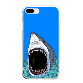 Чехол для iPhone 7Plus/8 Plus матовый с принтом shark , Силикон | Область печати: задняя сторона чехла, без боковых панелей | fish | ocean | shark | water | акула | море | океан | рыба