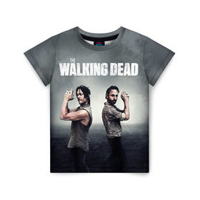 Детская футболка 3D с принтом Walking Dead , 100% гипоаллергенный полиэфир | прямой крой, круглый вырез горловины, длина до линии бедер, чуть спущенное плечо, ткань немного тянется | Тематика изображения на принте: ходячие мертвецы