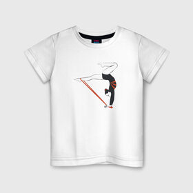 Детская футболка хлопок с принтом Гимнастка со скакалкой , 100% хлопок | круглый вырез горловины, полуприлегающий силуэт, длина до линии бедер | булавы | гимнастика | гимнастка | лента | мяч | обруч | художественная гимнастика