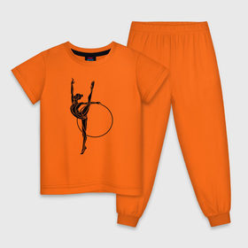 Детская пижама хлопок с принтом Гимнастка с обручем , 100% хлопок |  брюки и футболка прямого кроя, без карманов, на брюках мягкая резинка на поясе и по низу штанин
 | булавы | гимнастика | гимнастка | лента | мяч | обруч | художественная гимнастика