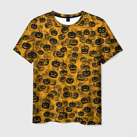 Мужская футболка 3D с принтом Тыквы , 100% полиэфир | прямой крой, круглый вырез горловины, длина до линии бедер | halloween | helloween | хеллоуин