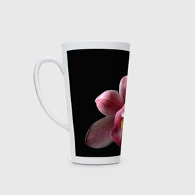 Кружка Латте с принтом Орхидея , Белая керамика | Объем 480 мл; Высота 150 мм; Диаметр 90 мм | Тематика изображения на принте: 