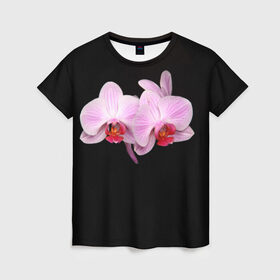 Женская футболка 3D с принтом Орхидея , 100% полиэфир ( синтетическое хлопкоподобное полотно) | прямой крой, круглый вырез горловины, длина до линии бедер | 